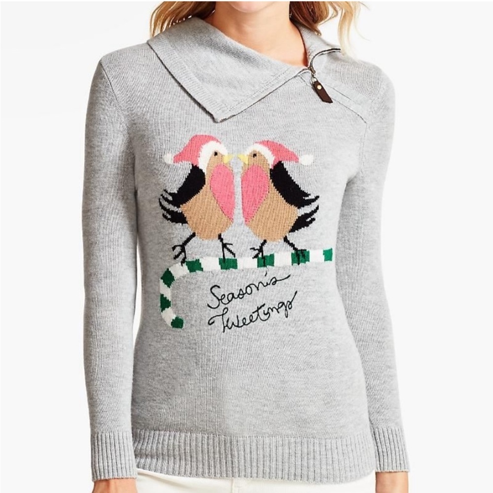 Talbots Seasons Tweetings Love Birds Wool Sweater -  M Petite